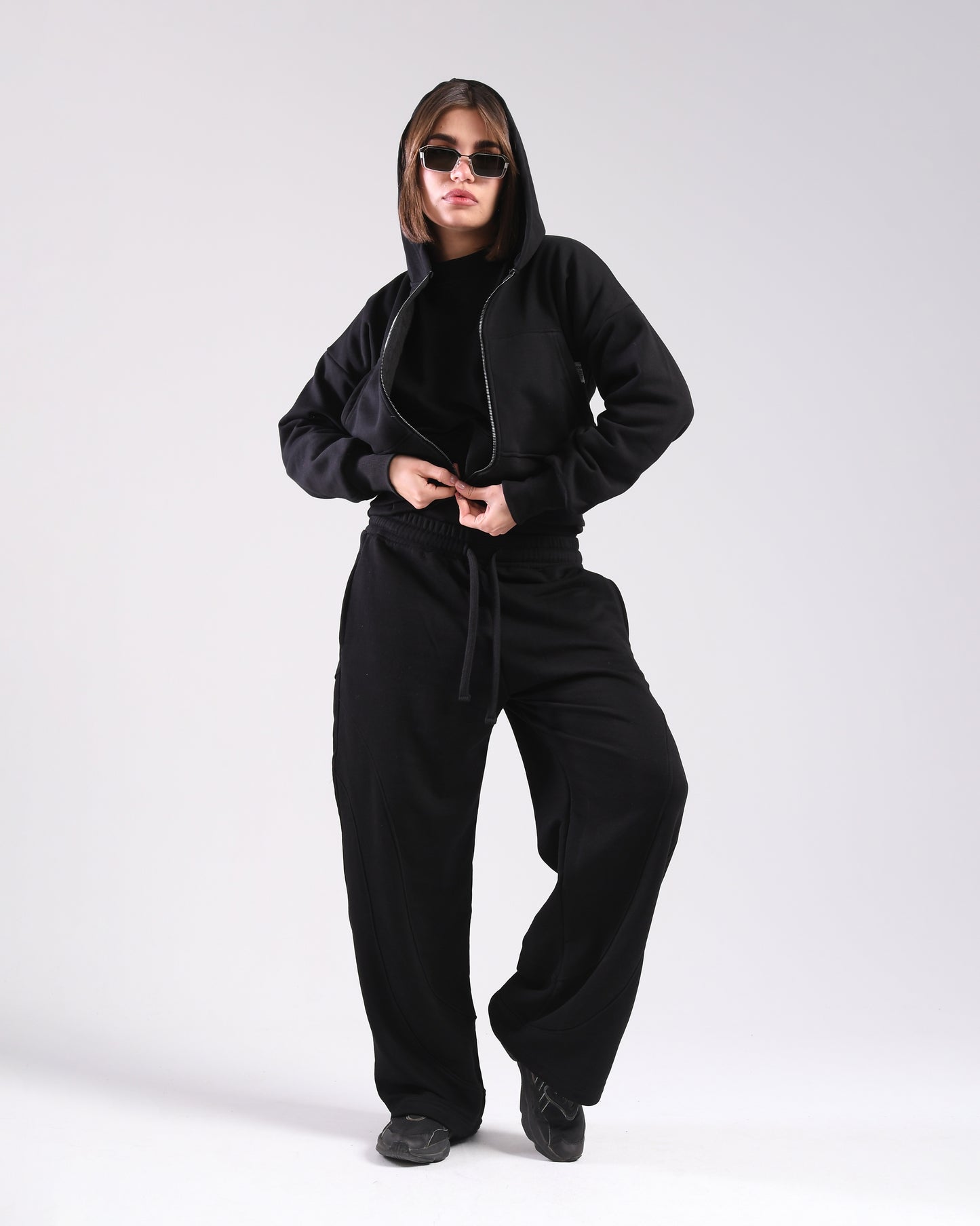 Black Cropped Zip-Up Jacket