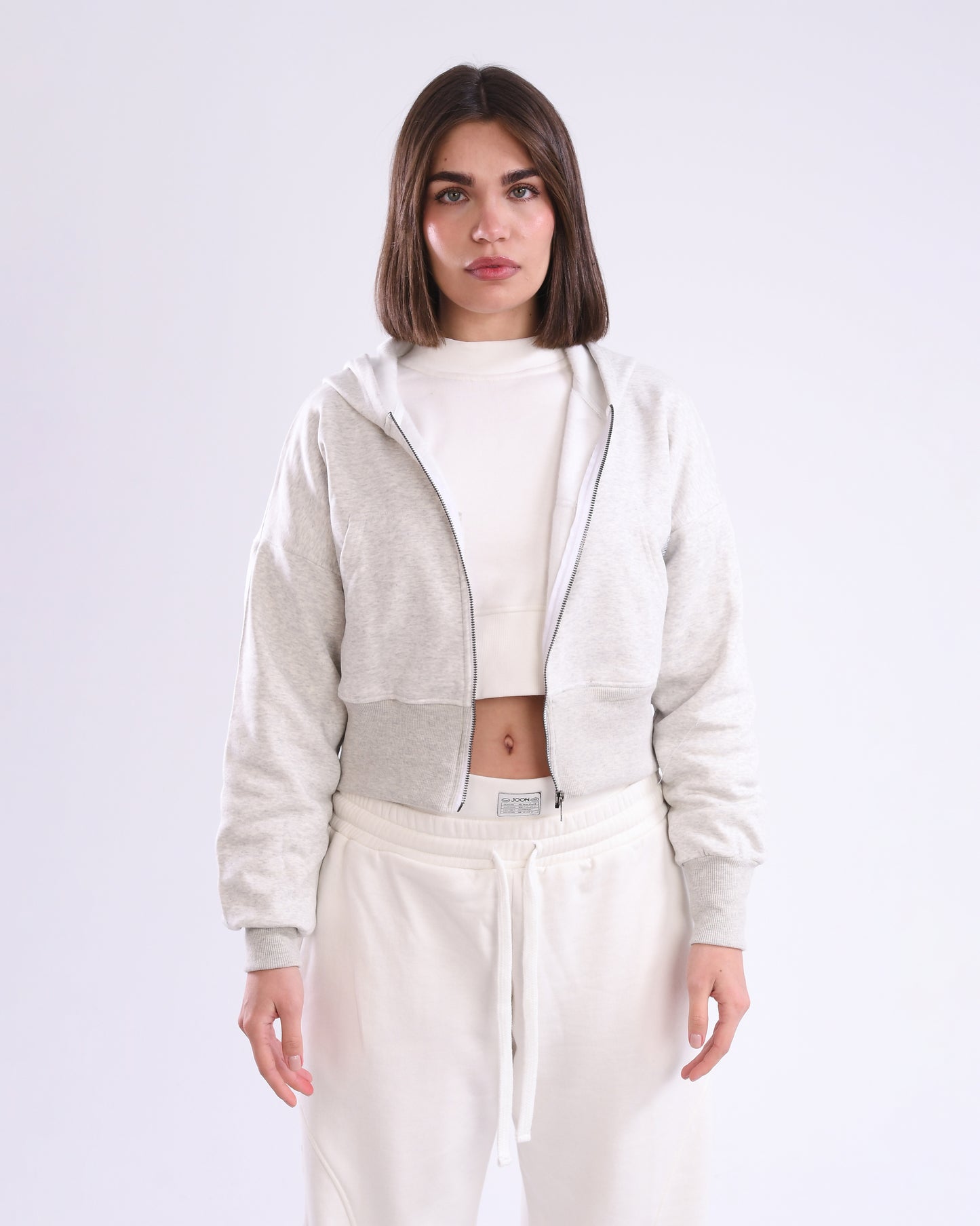 Light Grey Cropped Zip-Up Jacket