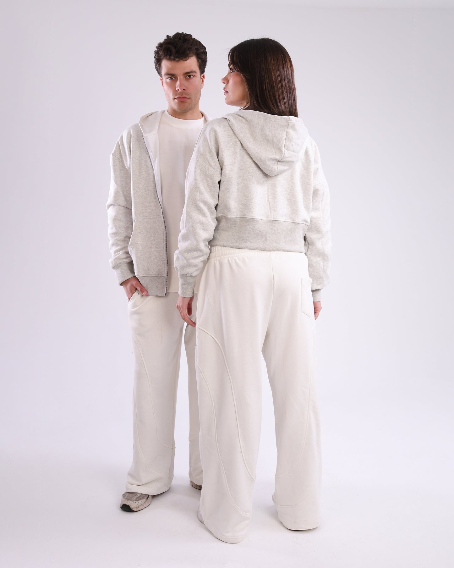 Light Grey Cropped Zip-Up Jacket