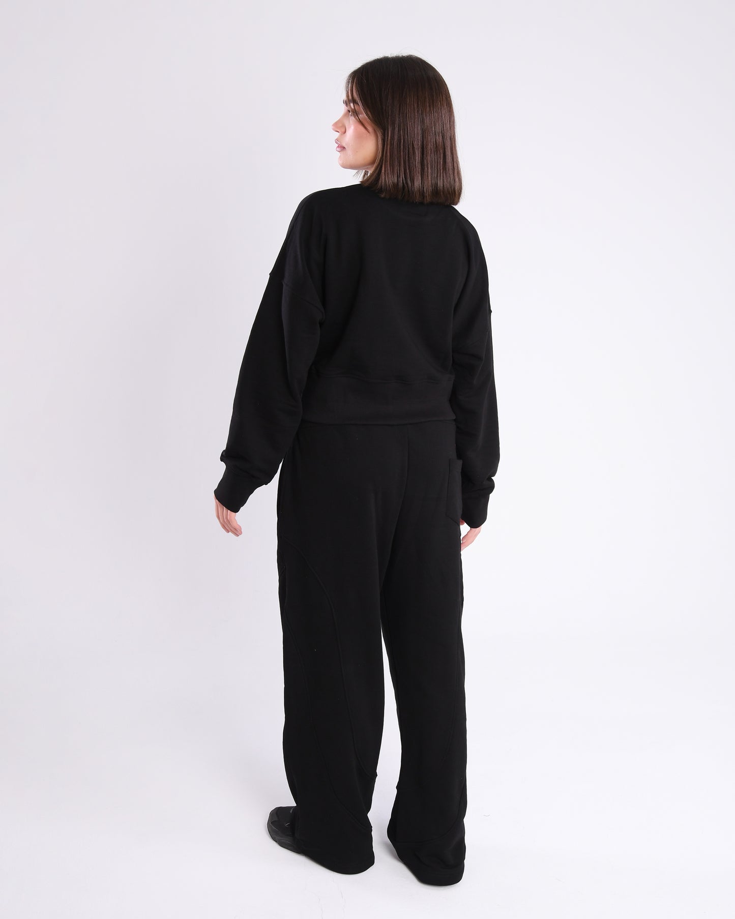 Black Unisex Wide Leg Sweatpants