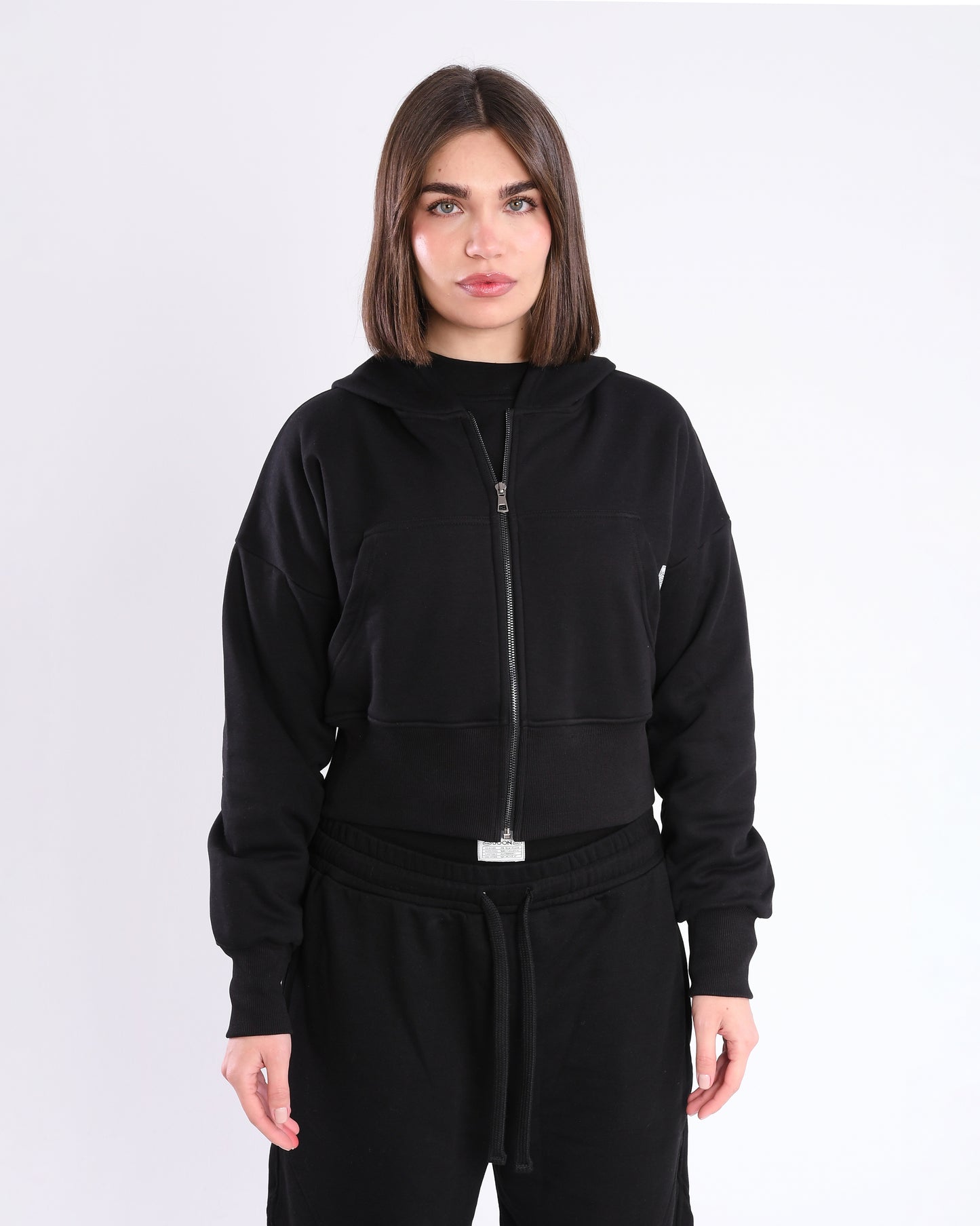 Black Cropped Zip-Up Jacket