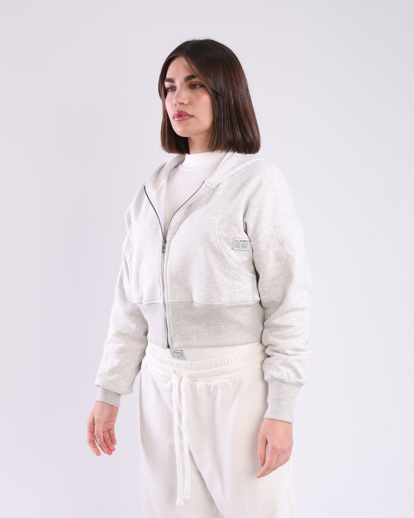Light Grey Cropped Zip-Up Jacket