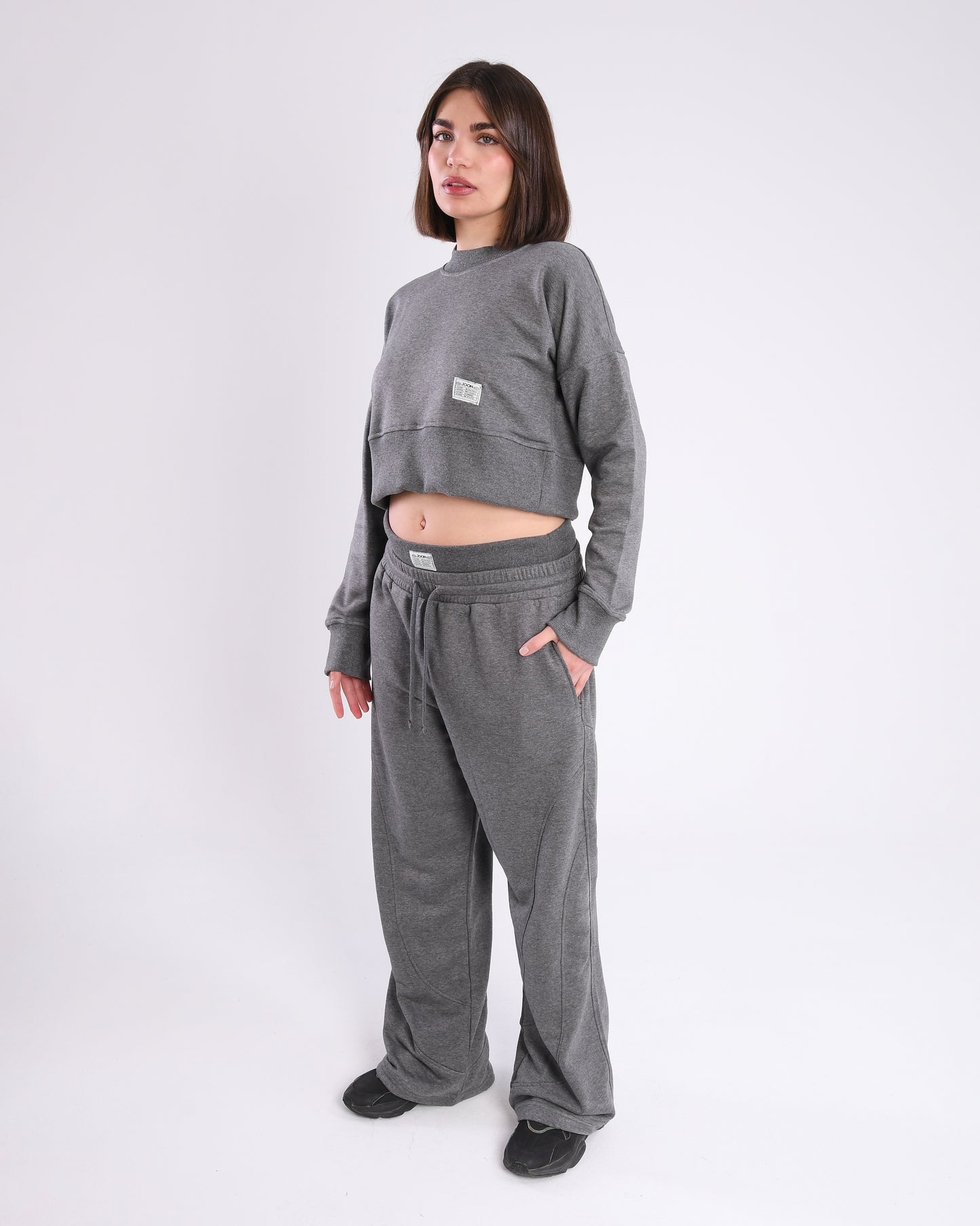 Grey Unisex Wide Leg Sweatpants