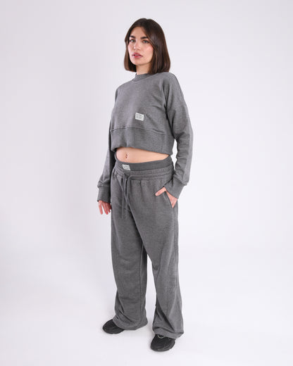 Grey Unisex Wide Leg Sweatpants