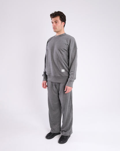 Grey Unisex Wide Leg Sweatpants