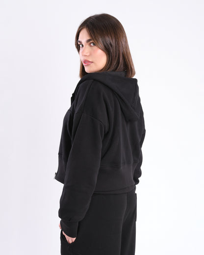 Black Cropped Zip-Up Jacket