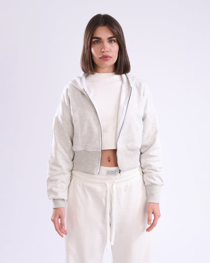 Light Grey Cropped Zip-Up Jacket