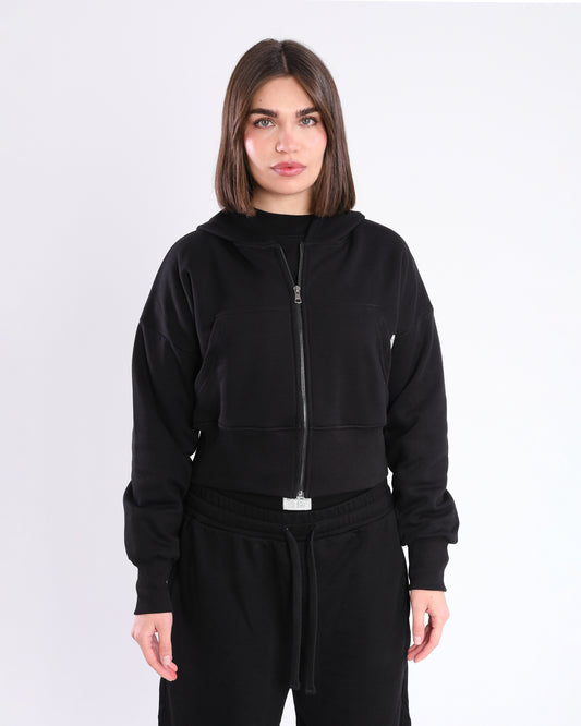Black Cropped Zip-Up Jacket