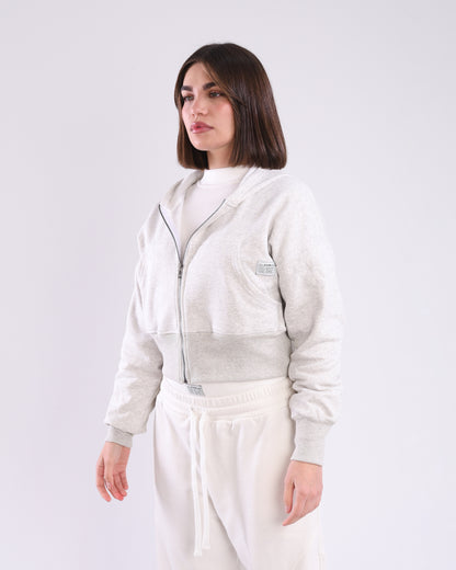 Light Grey Cropped Zip-Up Jacket